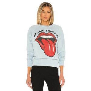 MADEWORN Rock The Rolling Stones 1975 Sweatshirt Size Small Light Blue